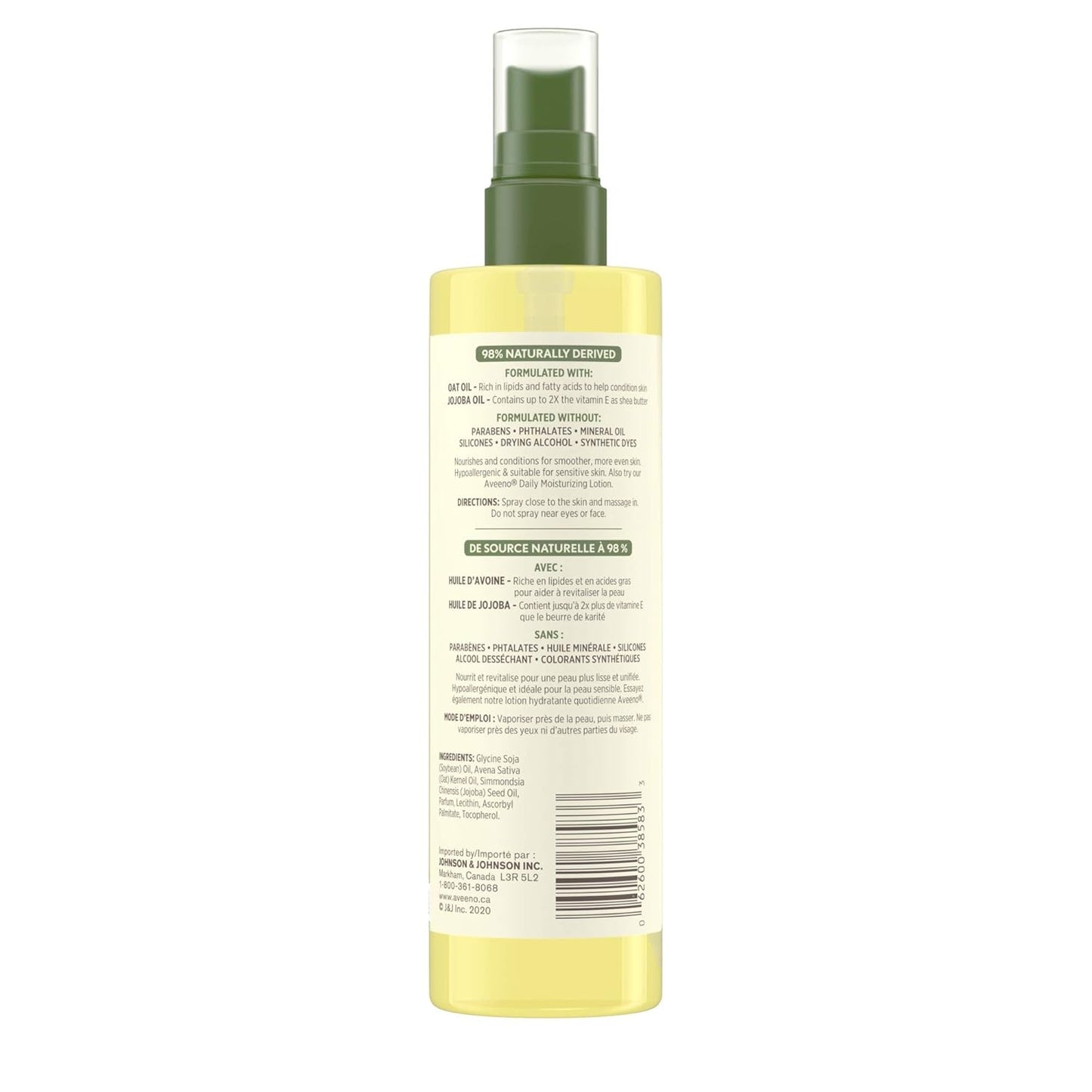 Daily Moisturizing Oil Mist - Dry Skin, Sensitive Skin - Oat, Jojoba Oil - Hypoallergenic Body Oil - 200Ml