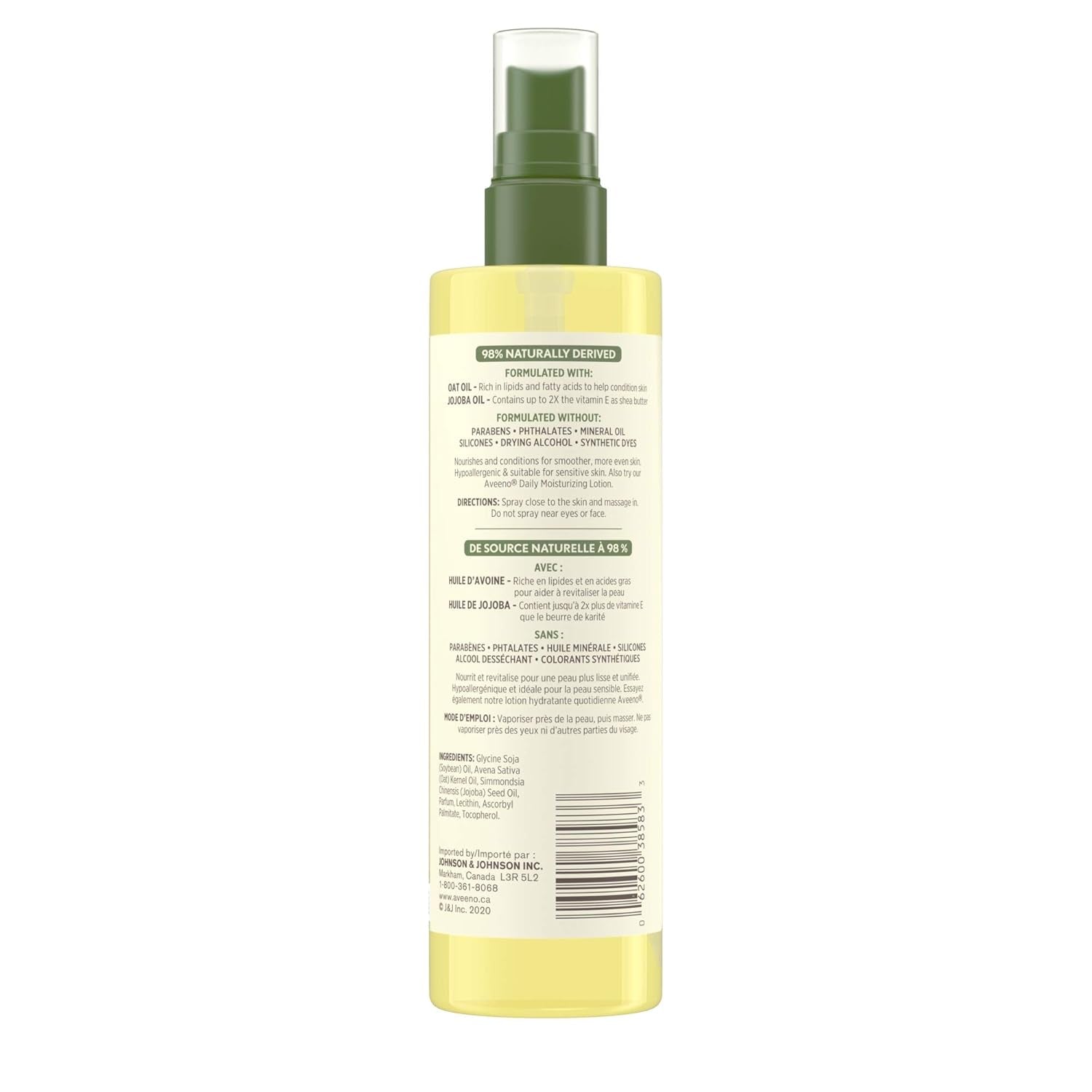 Daily Moisturizing Oil Mist - Dry Skin, Sensitive Skin - Oat, Jojoba Oil - Hypoallergenic Body Oil - 200Ml